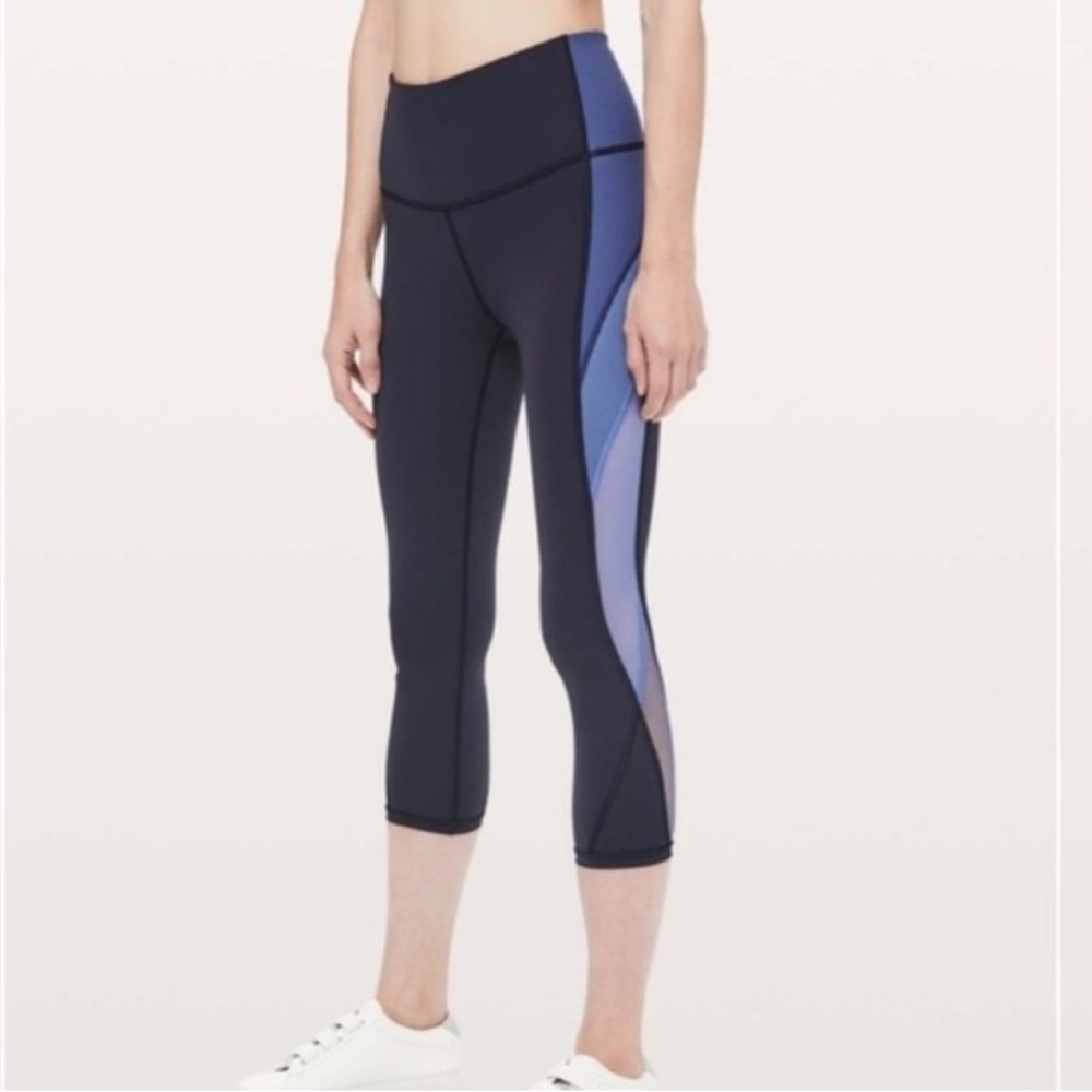 Lululemon Colour Me Ombre Cropped Leggings Side Pockets Blue